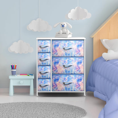 7-Drawer Dresser for Kids Bedroom, Wood Top (Pastel Pink)