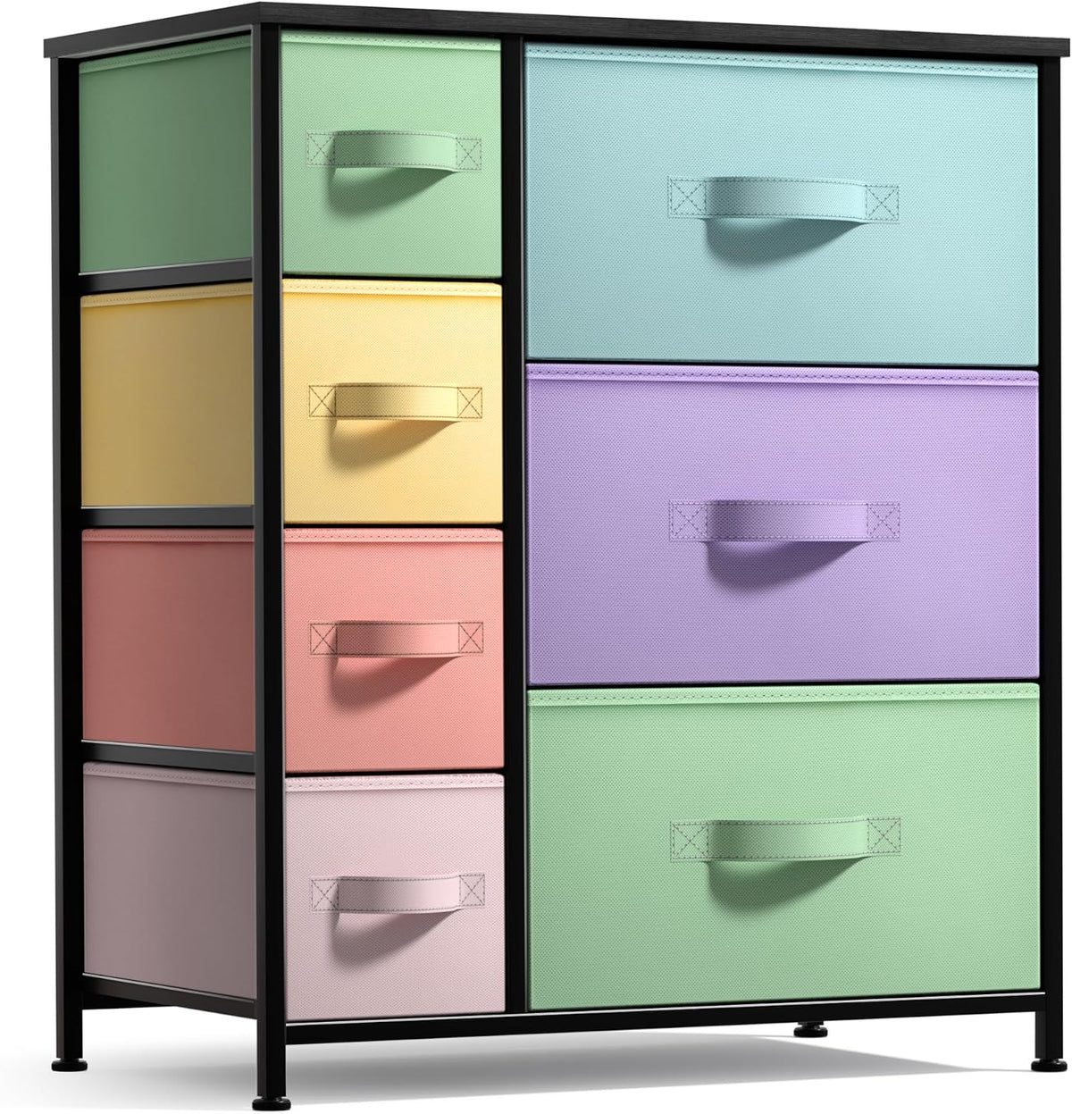 7-Drawer Dresser for Kids Bedroom, Wood Top (Pastel Pink)