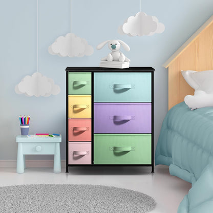 7-Drawer Dresser for Kids Bedroom, Wood Top (Pastel Pink)