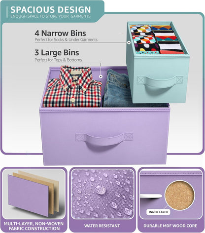 7-Drawer Dresser for Kids Bedroom, Wood Top (Pastel Pink)