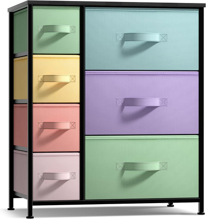7-Drawer Dresser for Kids Bedroom, Wood Top (Pastel Pink)