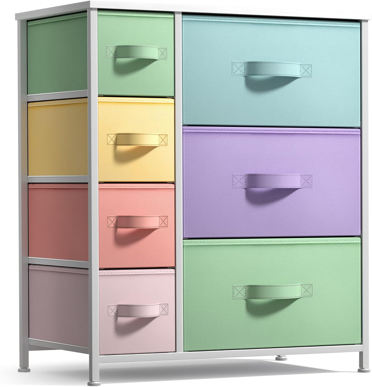 7-Drawer Dresser for Kids Bedroom, Wood Top (Pastel Pink)