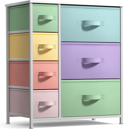 7-Drawer Dresser for Kids Bedroom, Wood Top (Pastel Pink)