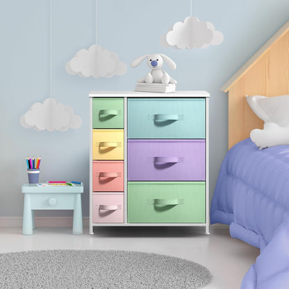 7-Drawer Dresser for Kids Bedroom, Wood Top (Pastel Pink)