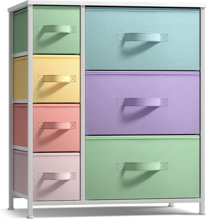 7-Drawer Dresser for Kids Bedroom, Wood Top (Pastel Pink)