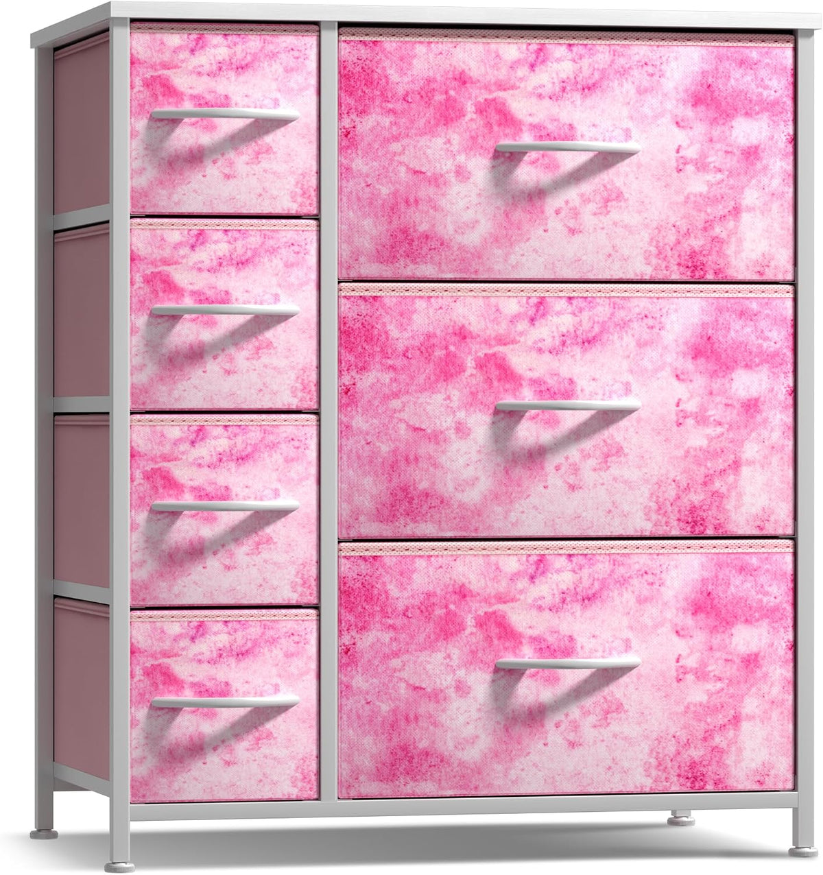 7-Drawer Dresser for Kids Bedroom, Wood Top (Pastel Pink)