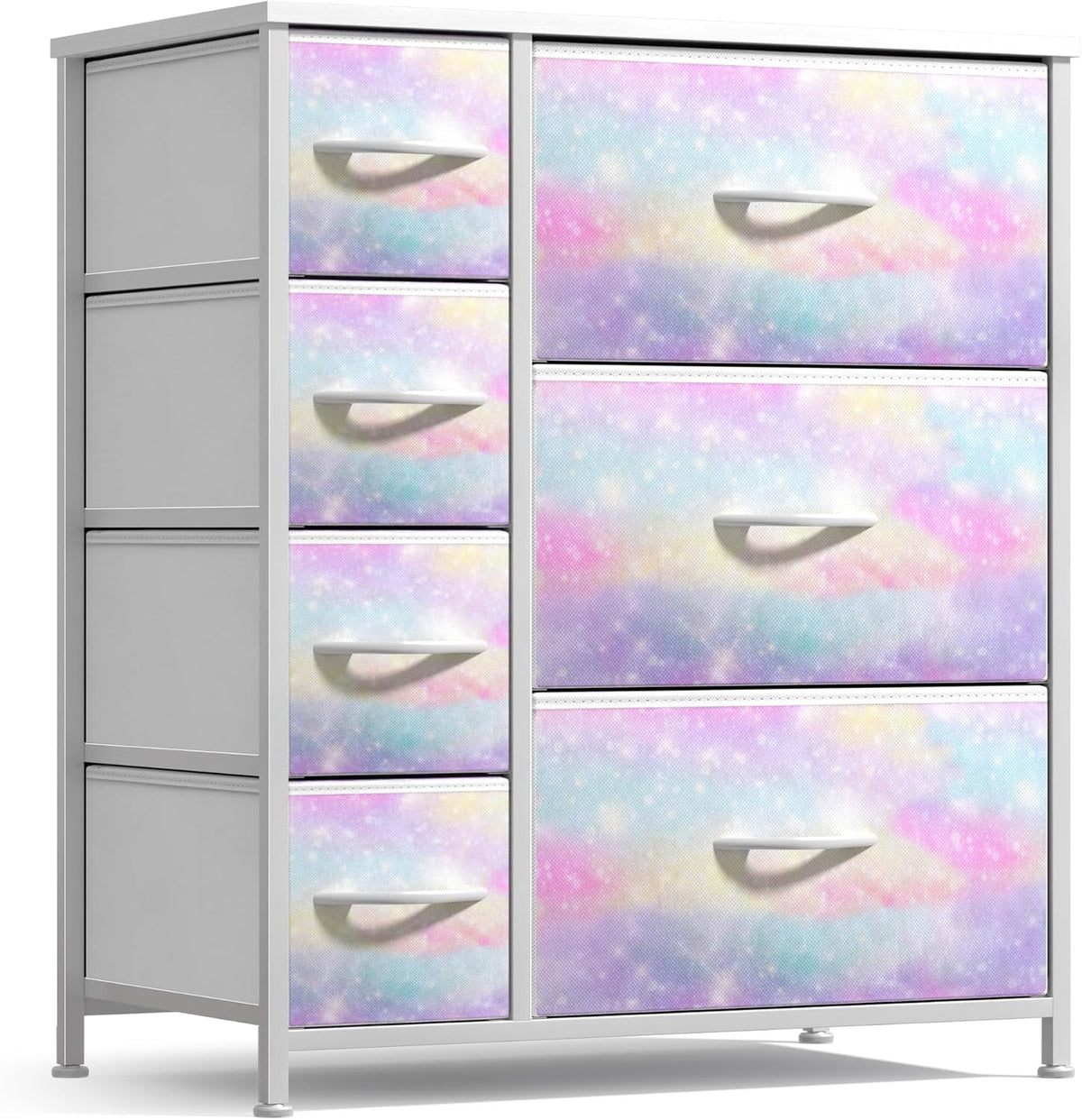 7-Drawer Dresser for Kids Bedroom, Wood Top (Pastel Pink)