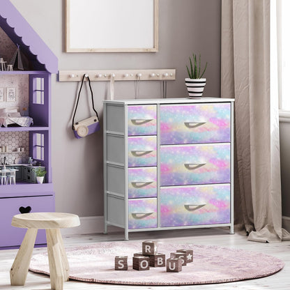 7-Drawer Dresser for Kids Bedroom, Wood Top (Pastel Pink)