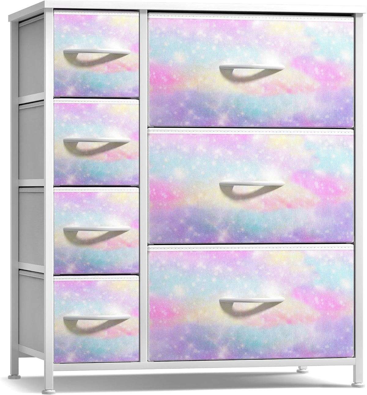 7-Drawer Dresser for Kids Bedroom, Wood Top (Pastel Pink)
