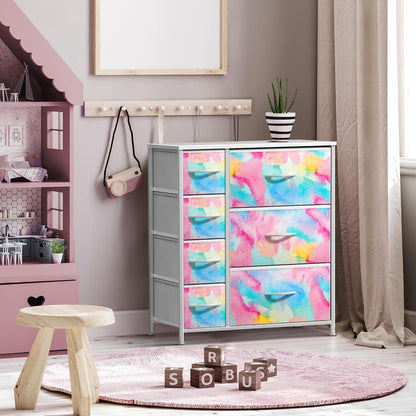 7-Drawer Dresser for Kids Bedroom, Wood Top (Pastel Pink)