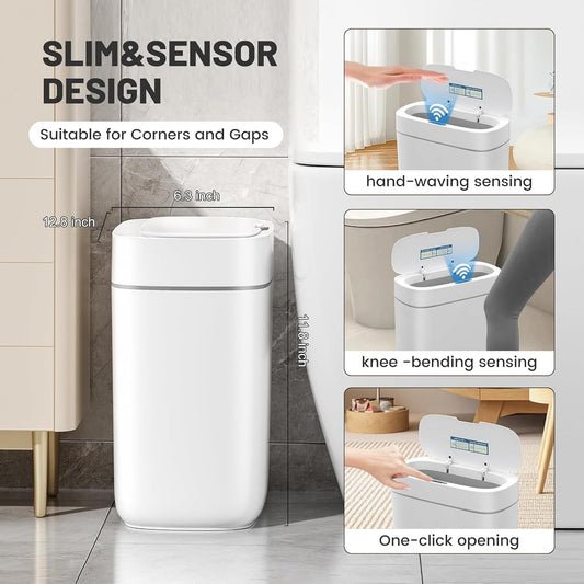 3.5 Gal Slim Touchless Bathroom Trash Can, Automatic Diaper Pail