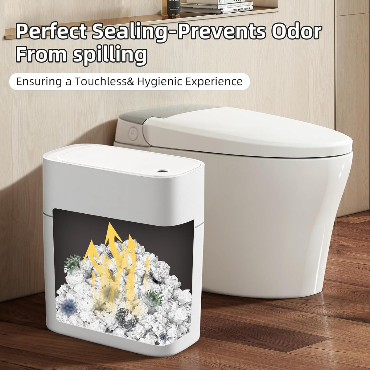 3.5 Gal Slim Touchless Bathroom Trash Can, Automatic Diaper Pail