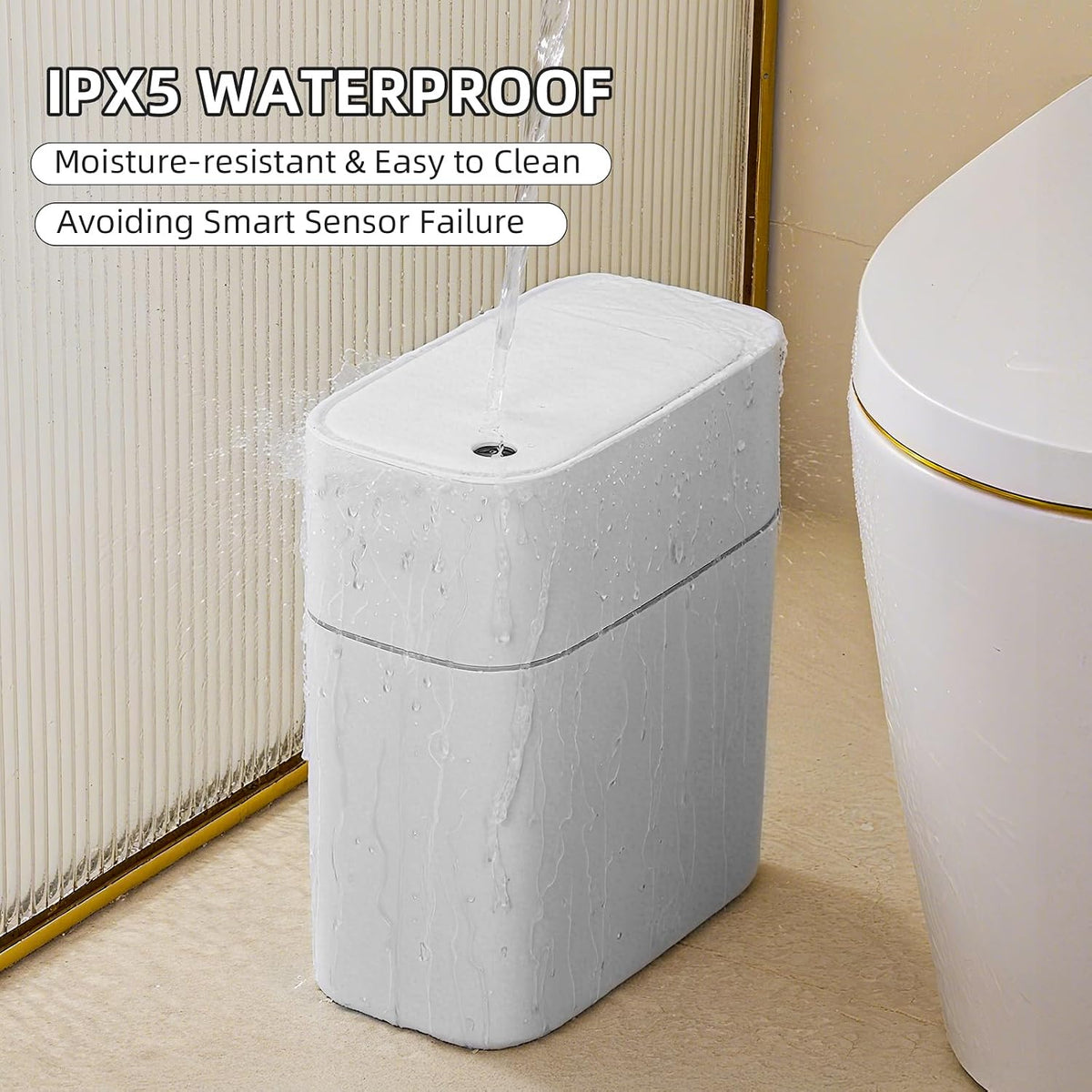 3.5 Gal Slim Touchless Bathroom Trash Can, Automatic Diaper Pail