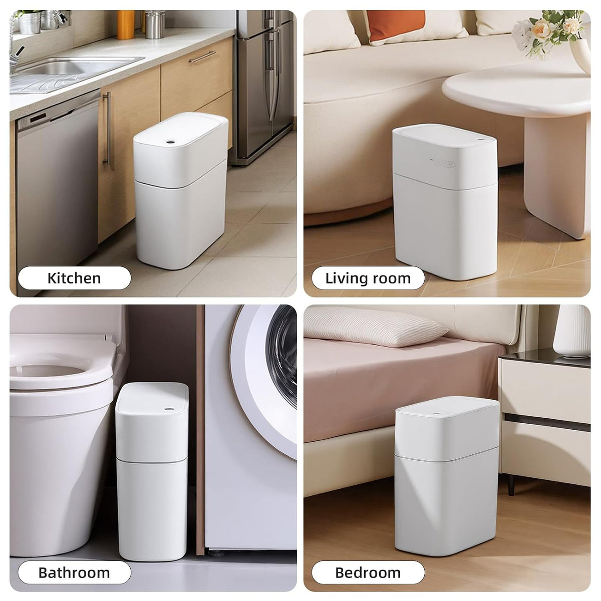 3.5 Gal Slim Touchless Bathroom Trash Can, Automatic Diaper Pail