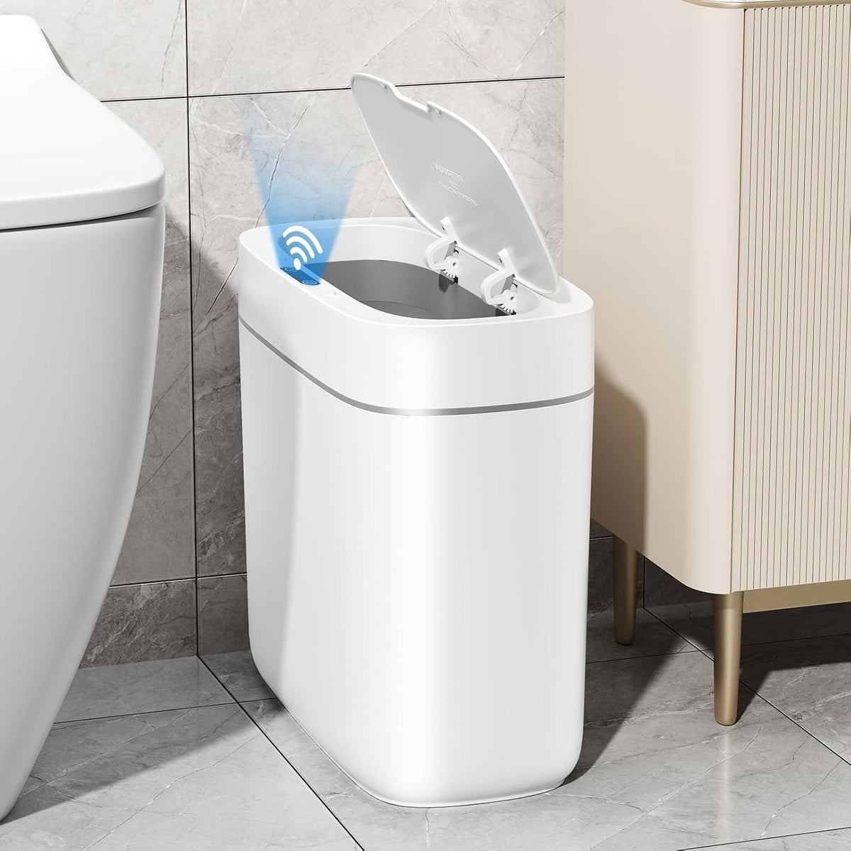 3.5 Gal Slim Touchless Bathroom Trash Can, Automatic Diaper Pail