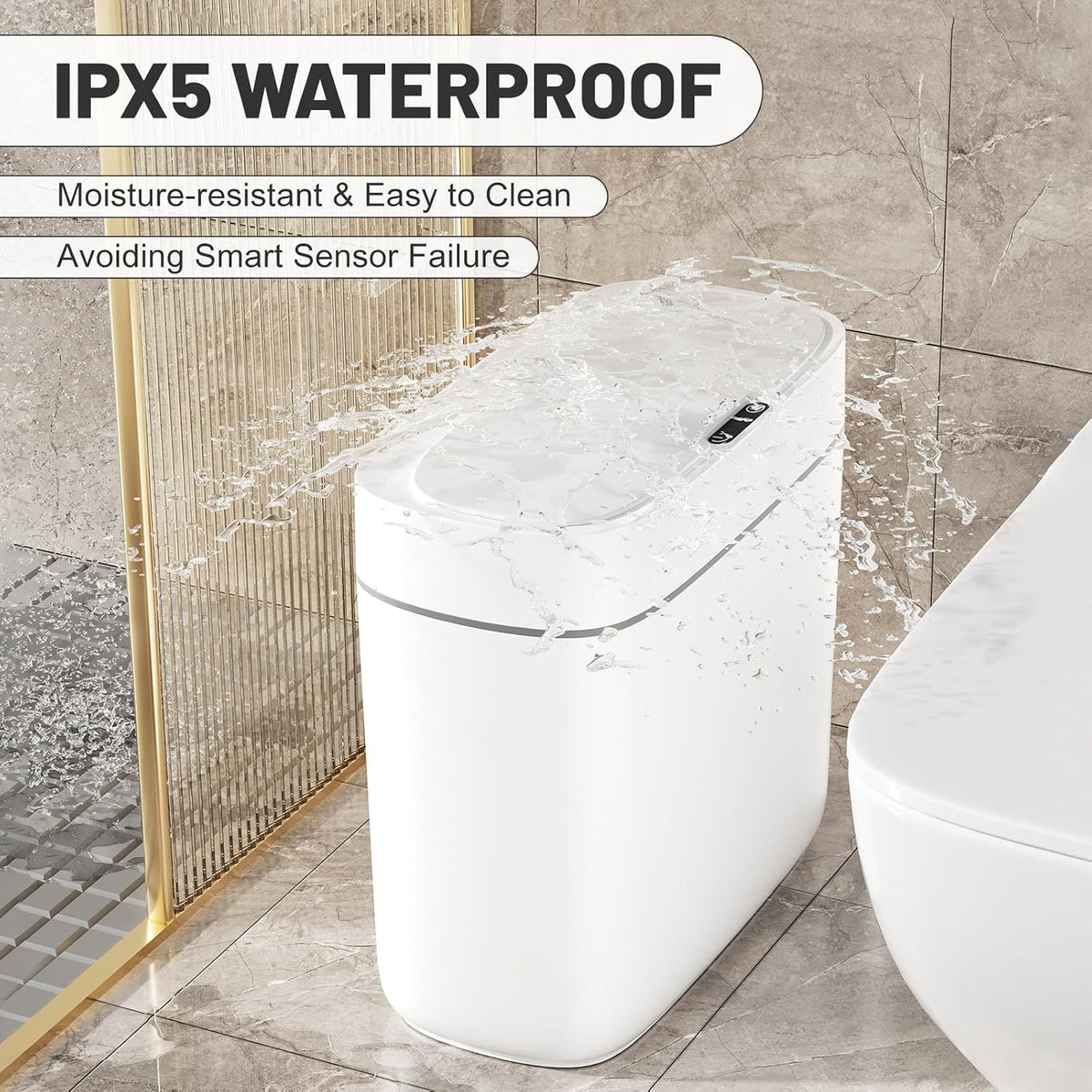 3.5 Gal Slim Touchless Bathroom Trash Can, Automatic Diaper Pail
