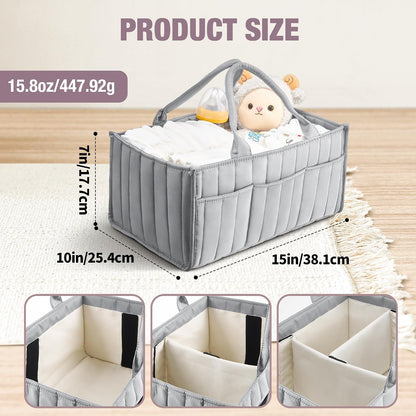 Starry Sky Grey Diaper Caddy Organizer with Handles & Removable Dividers,Diaper Bag,Car Diaper Caddy,Stylish Diaper Organizer Basket & Tote for Easy Storage