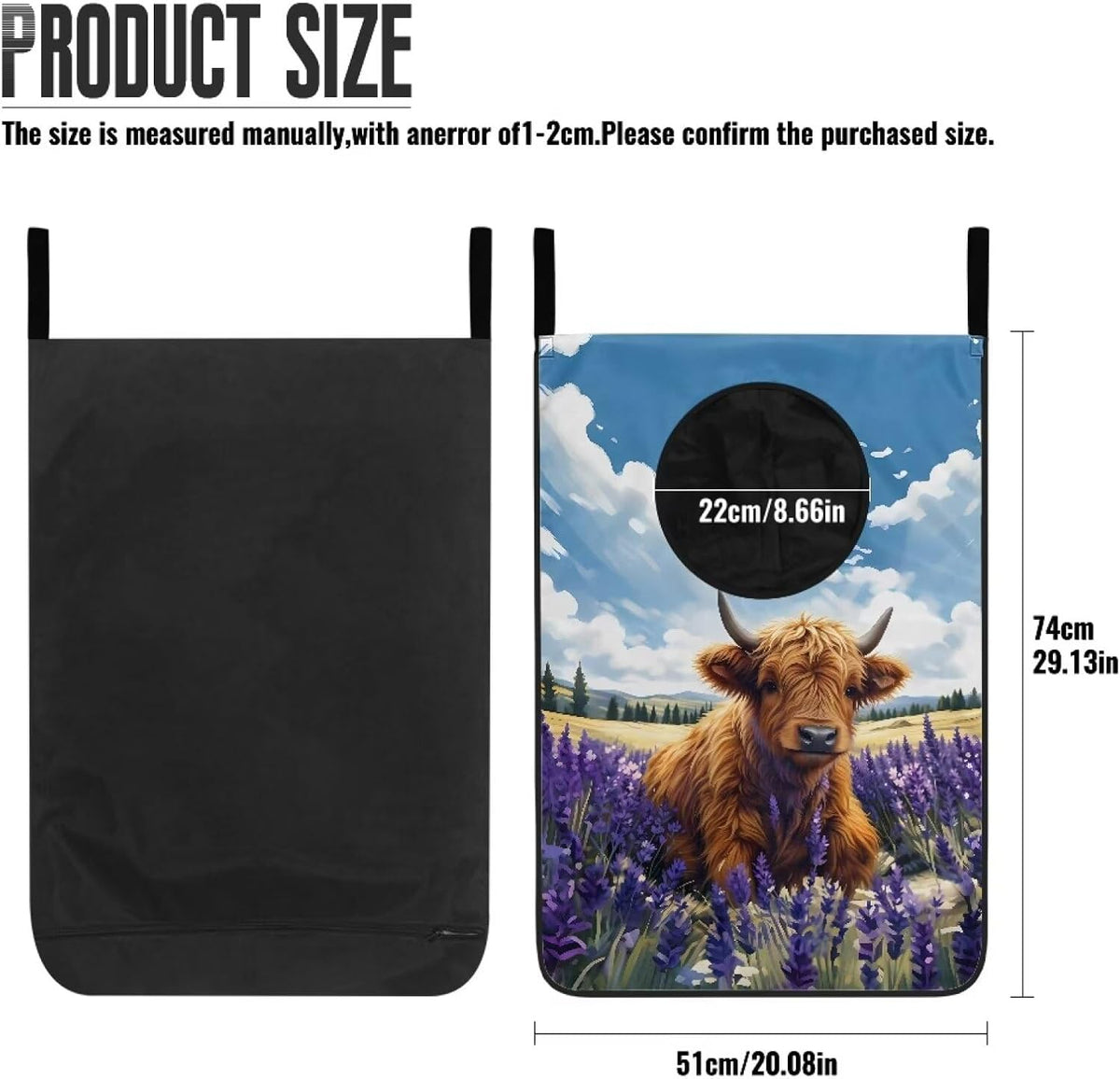 Highland Cow Over The Door Laundry Hamper Bags Lavender Hanging Clothing Hampers For Laundry Space Saving Washable Reusable Travel Laundry Bags Wall Mounted Laundry Hamper Storage Bag