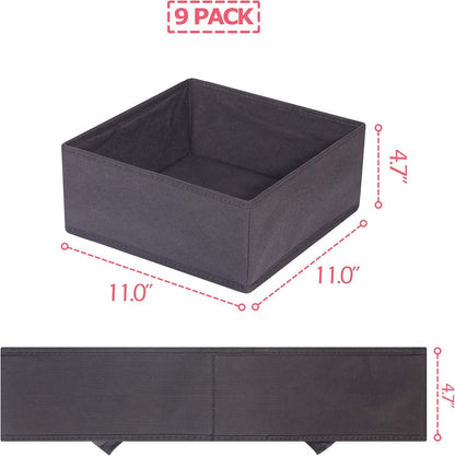 9 Pack Foldable Cloth Storage Box Closet Dresser Drawer Organizer Fabric Baskets Bins Containers Divider for Clothes Underwear Bras Socks Clothing, Dark Grey 900