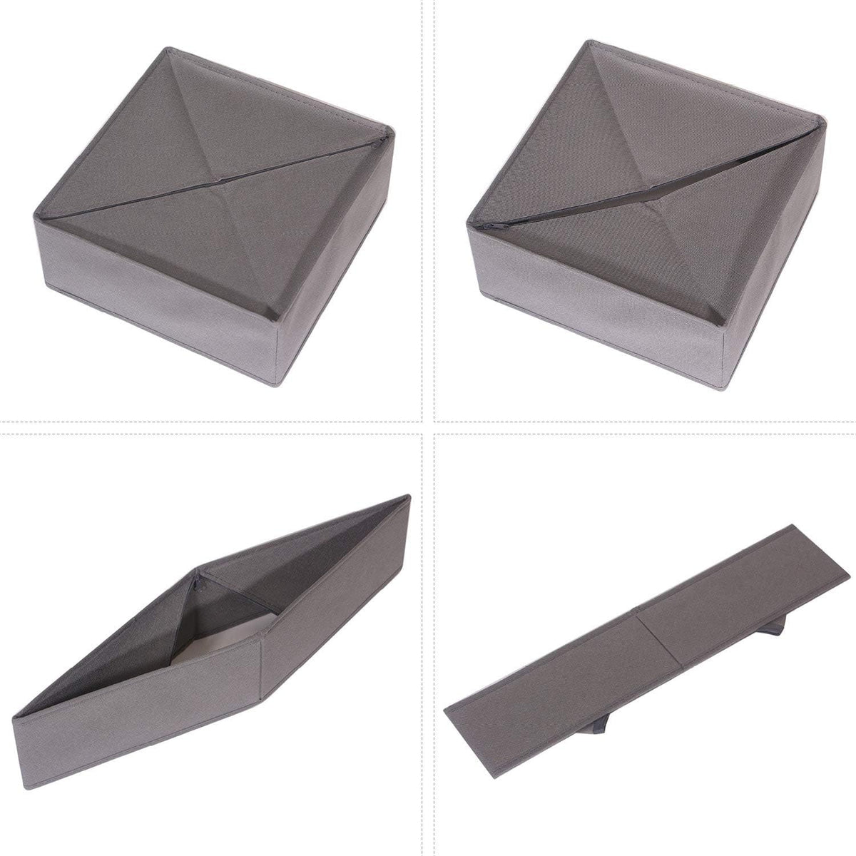 6 Pack Foldable Cloth Storage Box Closet Dresser Drawer Organizer Fabric Baskets Bins Containers Divider for Clothes Underwear Bras Socks Lingerie Clothing, M Grey 600