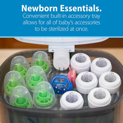 Deluxe Electric Sterilizer for Baby Bottles and Other Baby Essentials & Folding Baby Bottle Drying Rack for Easy Storage, Dry Nipples