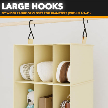 2 Pack Hanging Closet Organizer and Storage with Dividers, 24 Compartments Hanging Shoe Shelves for Closet, Wardrobe, RV, Garment Rack - Black