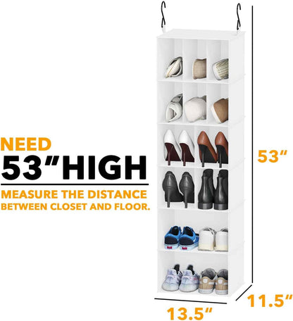 2 Pack Hanging Closet Organizer and Storage with Dividers, 24 Compartments Hanging Shoe Shelves for Closet, Wardrobe, RV, Garment Rack - Black