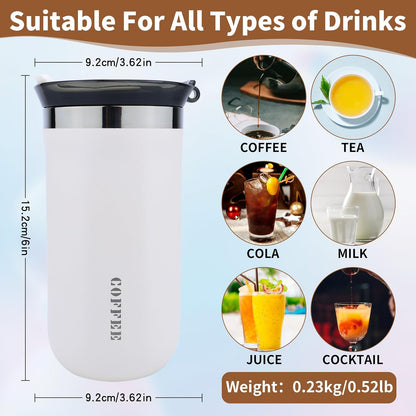 11 Oz Insulated Travel Coffee Mug - Green Reusable Cup With Lid, Spill Proof, Stainless Steel for Hot and Iced Cold Drinks