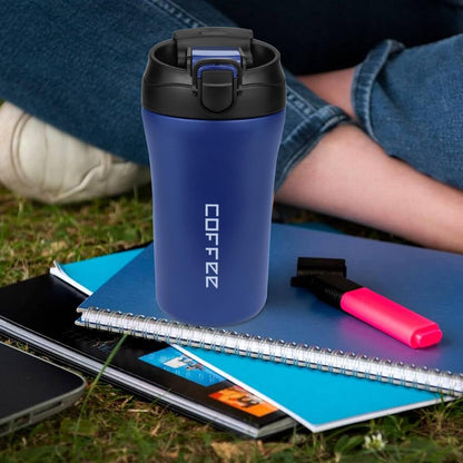11 Oz Insulated Travel Coffee Mug - Green Reusable Cup With Lid, Spill Proof, Stainless Steel for Hot and Iced Cold Drinks