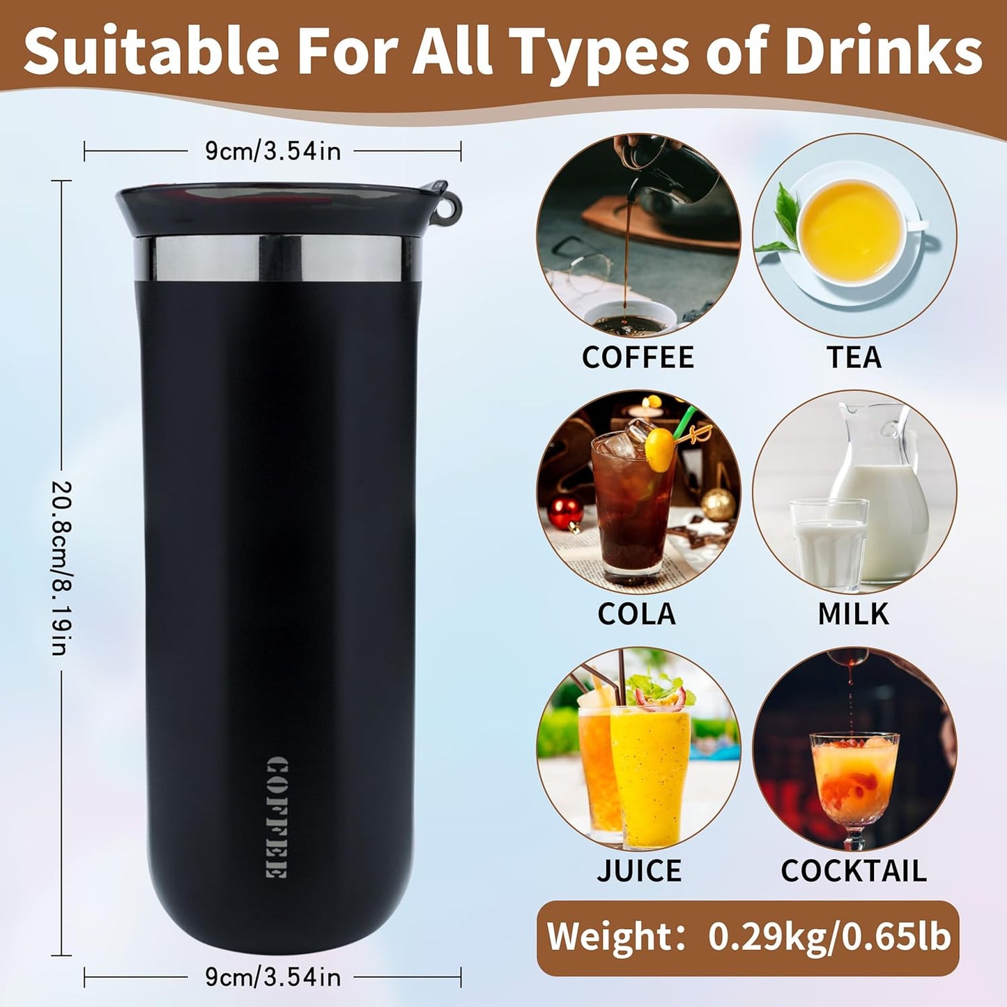 11 Oz Insulated Travel Coffee Mug - Green Reusable Cup With Lid, Spill Proof, Stainless Steel for Hot and Iced Cold Drinks