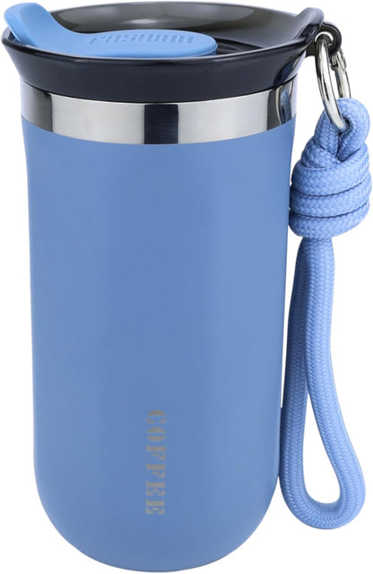 11 Oz Insulated Travel Coffee Mug - Green Reusable Cup With Lid, Spill Proof, Stainless Steel for Hot and Iced Cold Drinks