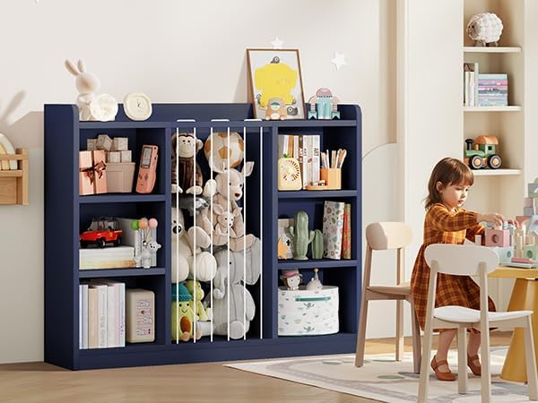 2-in-1 Toy & Stuffed Animal Organizer, Kids 6-Cube Storage Shelf with Rounded Corners & Anti-Tip for Playroom Bedroom