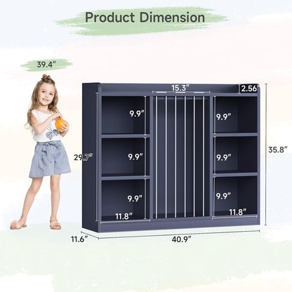 2-in-1 Toy & Stuffed Animal Organizer, Kids 6-Cube Storage Shelf with Rounded Corners & Anti-Tip for Playroom Bedroom