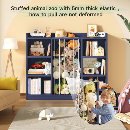 2-in-1 Toy & Stuffed Animal Organizer, Kids 6-Cube Storage Shelf with Rounded Corners & Anti-Tip for Playroom Bedroom