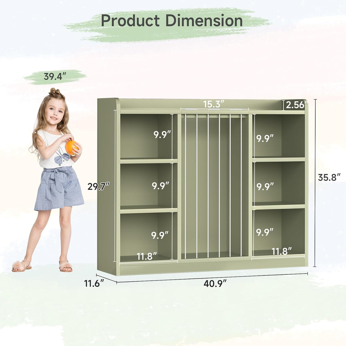 2-in-1 Toy & Stuffed Animal Organizer, Kids 6-Cube Storage Shelf with Rounded Corners & Anti-Tip for Playroom Bedroom