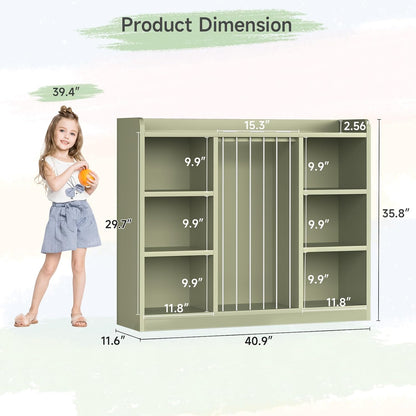 2-in-1 Toy & Stuffed Animal Organizer, Kids 6-Cube Storage Shelf with Rounded Corners & Anti-Tip for Playroom Bedroom