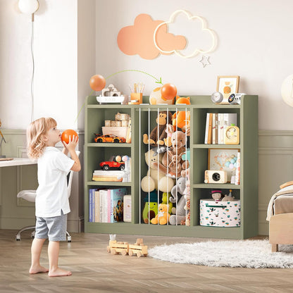 2-in-1 Toy & Stuffed Animal Organizer, Kids 6-Cube Storage Shelf with Rounded Corners & Anti-Tip for Playroom Bedroom