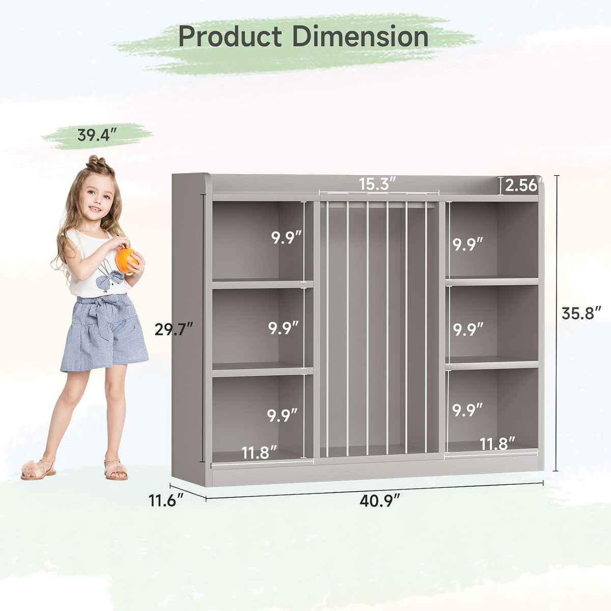 2-in-1 Toy & Stuffed Animal Organizer, Kids 6-Cube Storage Shelf with Rounded Corners & Anti-Tip for Playroom Bedroom