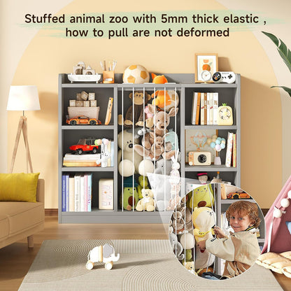 2-in-1 Toy & Stuffed Animal Organizer, Kids 6-Cube Storage Shelf with Rounded Corners & Anti-Tip for Playroom Bedroom