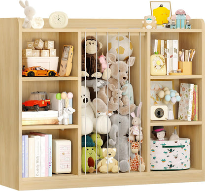 2-in-1 Toy & Stuffed Animal Organizer, Kids 6-Cube Storage Shelf with Rounded Corners & Anti-Tip for Playroom Bedroom