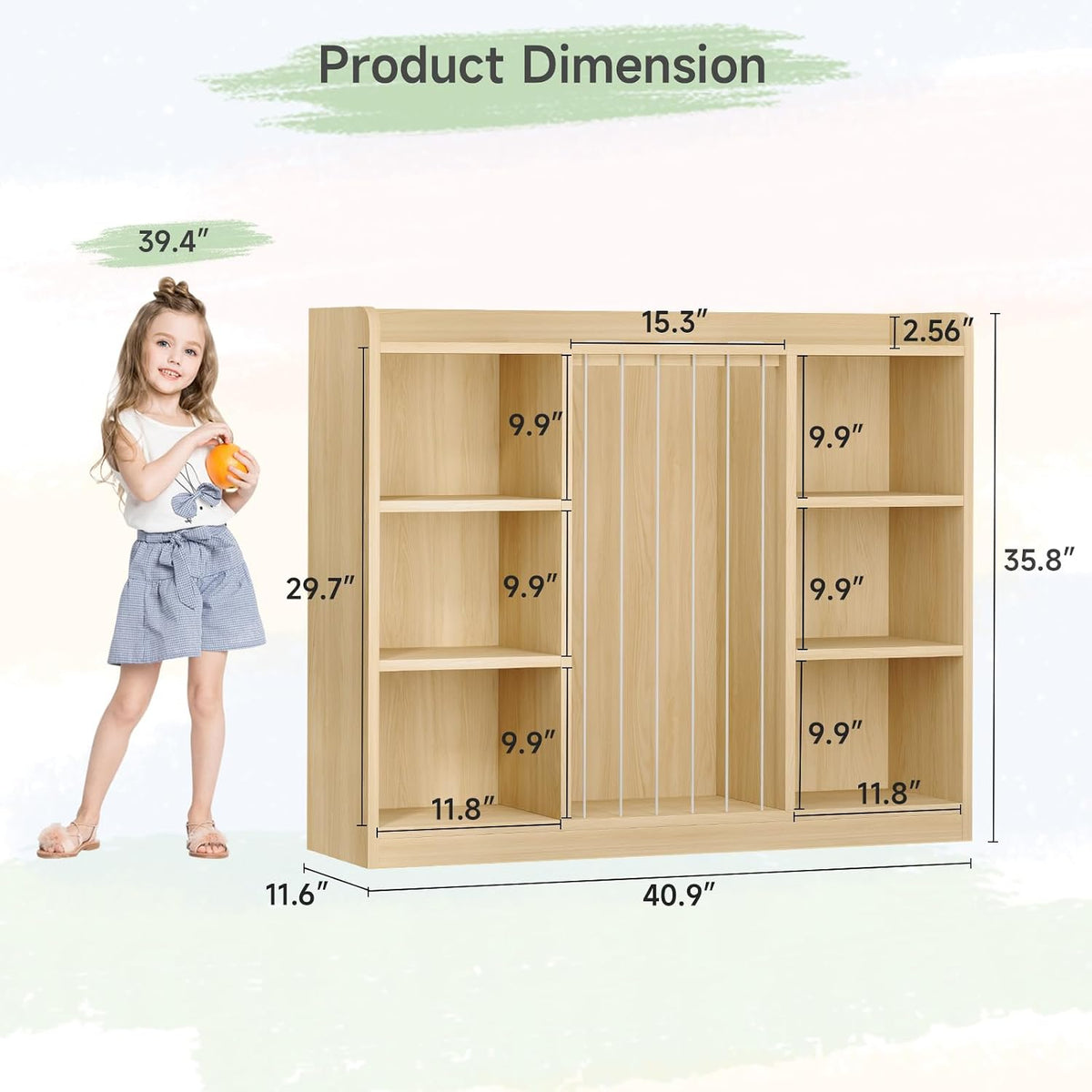 2-in-1 Toy & Stuffed Animal Organizer, Kids 6-Cube Storage Shelf with Rounded Corners & Anti-Tip for Playroom Bedroom