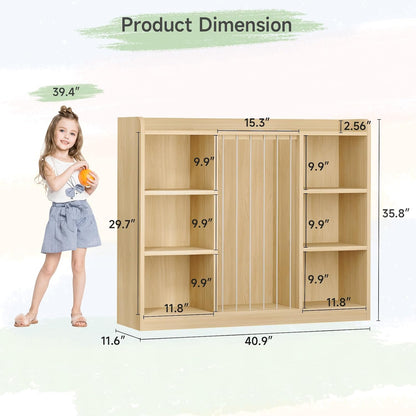 2-in-1 Toy & Stuffed Animal Organizer, Kids 6-Cube Storage Shelf with Rounded Corners & Anti-Tip for Playroom Bedroom