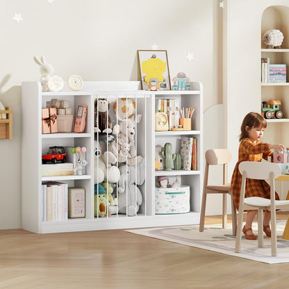2-in-1 Toy & Stuffed Animal Organizer, Kids 6-Cube Storage Shelf with Rounded Corners & Anti-Tip for Playroom Bedroom