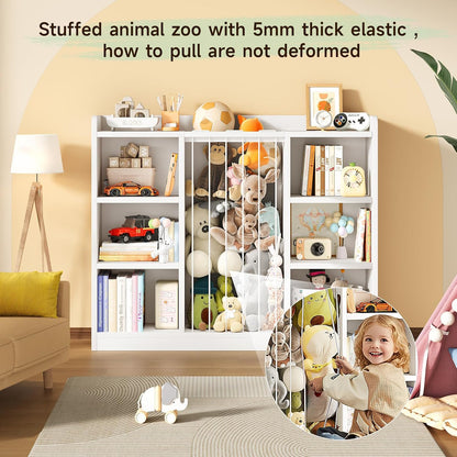 2-in-1 Toy & Stuffed Animal Organizer, Kids 6-Cube Storage Shelf with Rounded Corners & Anti-Tip for Playroom Bedroom