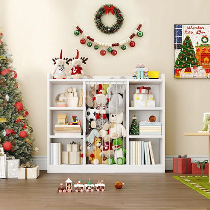 2-in-1 Toy & Stuffed Animal Organizer, Kids 6-Cube Storage Shelf with Rounded Corners & Anti-Tip for Playroom Bedroom