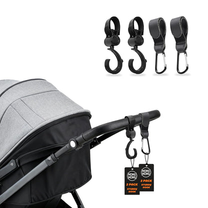 Stroller Hook Universal Stroller Clip Baby Travel Essential Wheelchair Accessories Gear for Bag 2pcs Aluminum Hook 2pcs Plastic Hook