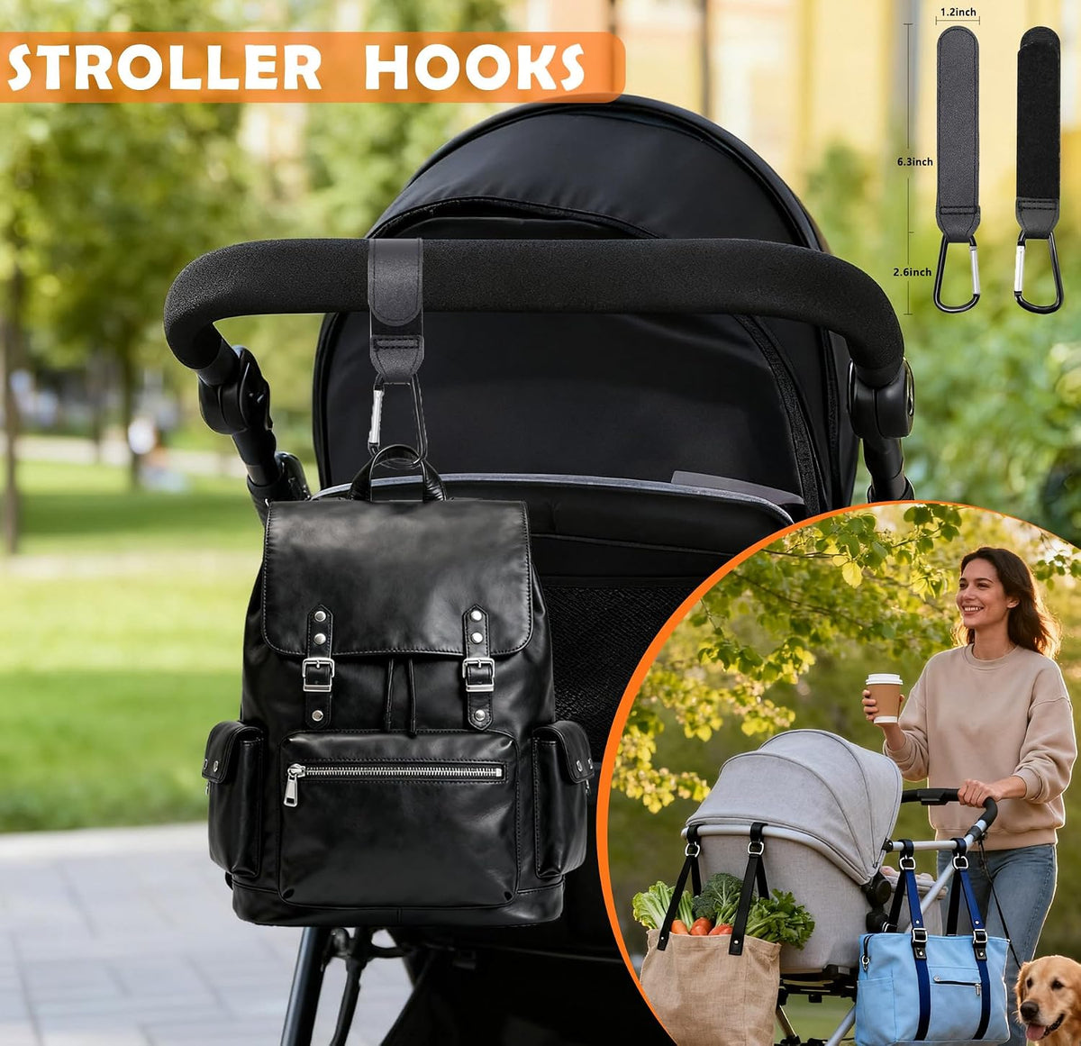 Stroller Hook Universal Stroller Clip Baby Travel Essential Wheelchair Accessories Gear for Bag 2pcs Aluminum Hook 2pcs Plastic Hook
