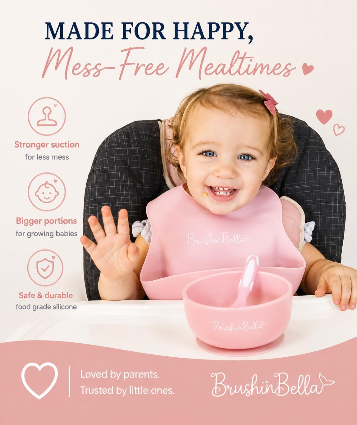 Baby Feeding Supplies - Complete Baby Feeding Set with Baby Plate, Baby Spoons First Stage, Silicone Bib and Snack Cup - Infant Eating Utensils and Baby Bowl with Suction