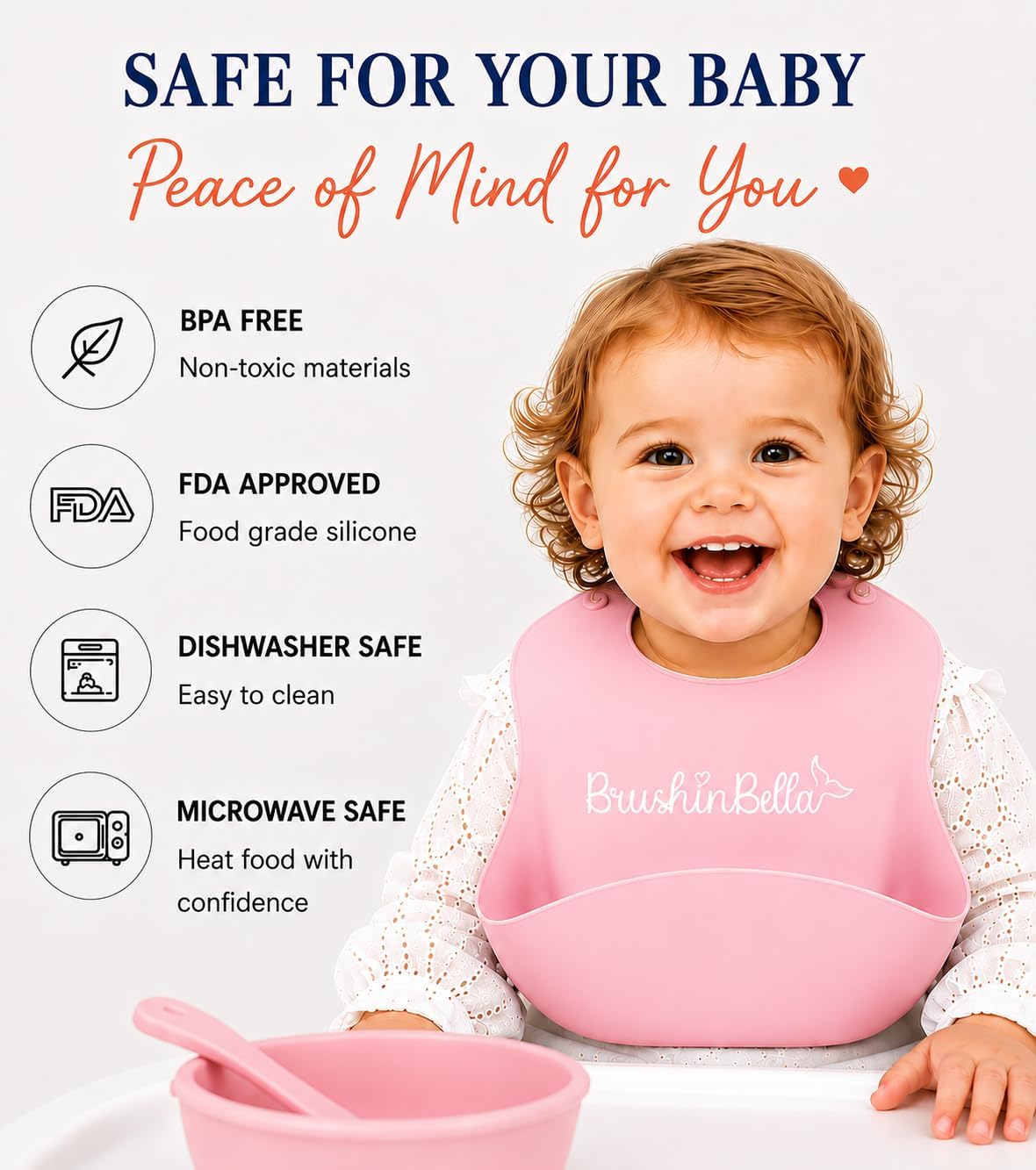 Baby Feeding Supplies - Complete Baby Feeding Set with Baby Plate, Baby Spoons First Stage, Silicone Bib and Snack Cup - Infant Eating Utensils and Baby Bowl with Suction