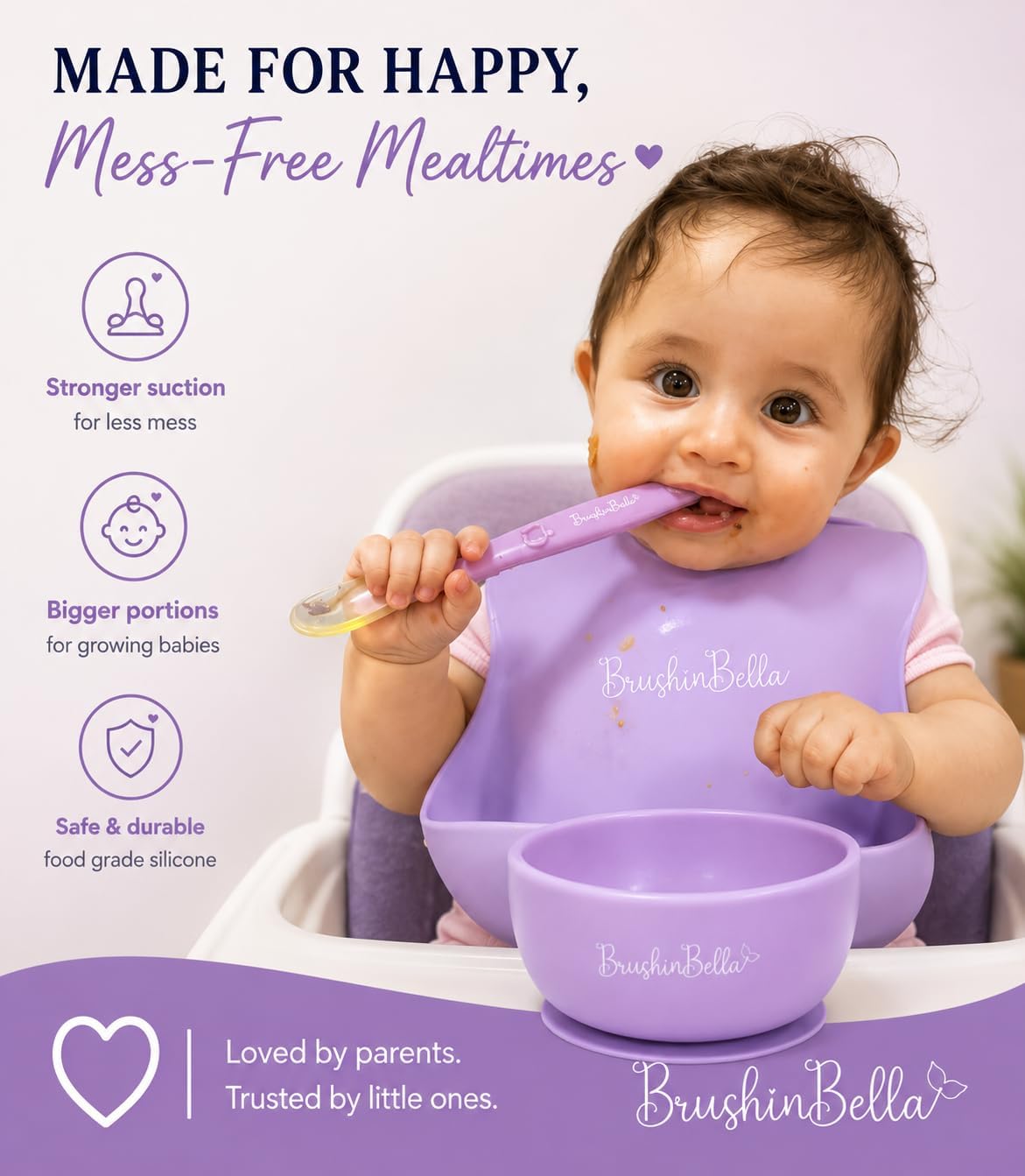 Baby Feeding Supplies - Complete Baby Feeding Set with Baby Plate, Baby Spoons First Stage, Silicone Bib and Snack Cup - Infant Eating Utensils and Baby Bowl with Suction